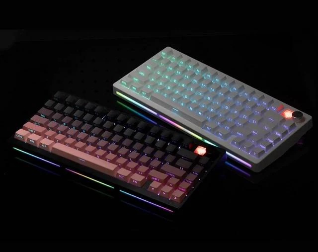Alt view image 5 of 5 - PMOKEY P75 75% Wireless Mechanical Keyboard, Tri-Mode RGB Gaming Keyboard with Dot-Matrix Display, Aluminum Alloy Body, Volume Knob, Up to 10000mAh Battery (Pro White)