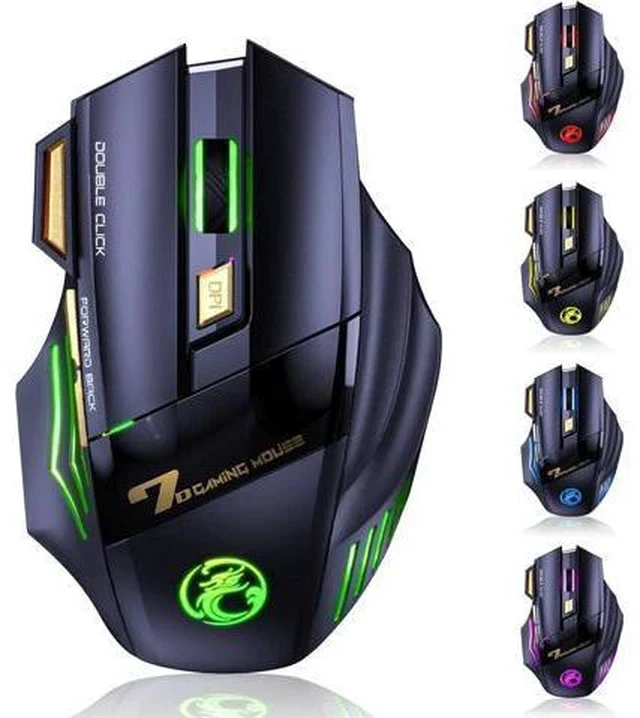 Alt view image 7 of 7 - VEGCOO Wireless Gaming Mouse, Rechargeable Silent Wireless Mouse with 4800 DPI Adjustable,Double Click Key, Colorful RGB Lights, Computer Mice with Thumb Rest for PC/Mac Gamer (C26 Black)
