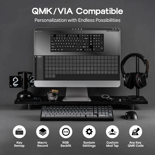 Alt view image 2 of 6 - Galaxy100 Lite QMK/VIA Gaming Keyboard with 8000mAh Battery and Numpad, 1800 Aluminum Mechanical Keyboard, USB-C/BT/2.4Ghz, Hot-Swap, Creamy Sound
