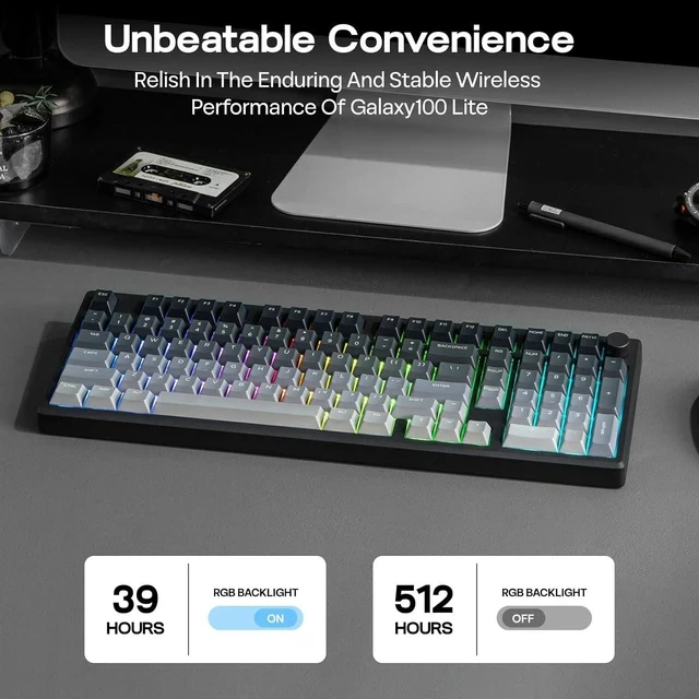 Alt view image 6 of 6 - Galaxy100 Lite QMK/VIA Gaming Keyboard with 8000mAh Battery and Numpad, 1800 Aluminum Mechanical Keyboard, USB-C/BT/2.4Ghz, Hot-Swap, Creamy Sound