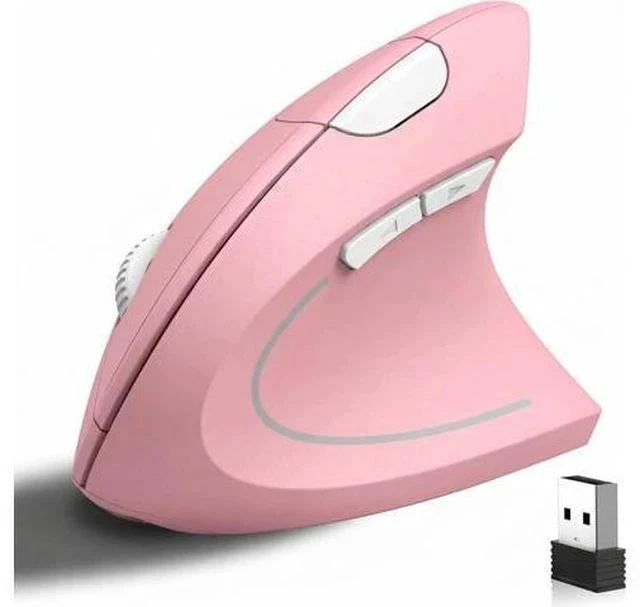 Main image of Ergonomic Vertical Wireless Mouse Stylish Rechargeable 2.4G Optical Mice Cordless Mouse with USB Receiver, 800/1200 /1600 DPI, 5 Buttons for Laptop,PC,Mac,Computer (Pink)