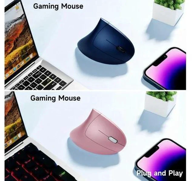 Alt view image 3 of 7 - Ergonomic Vertical Wireless Mouse Stylish Rechargeable 2.4G Optical Mice Cordless Mouse with USB Receiver, 800/1200 /1600 DPI, 5 Buttons for Laptop,PC,Mac,Computer (Pink)
