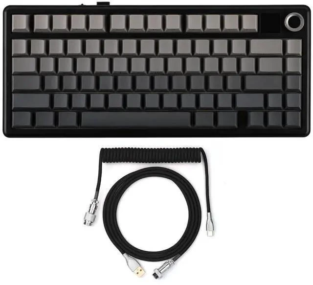 Main image of X Aula F75 MAX Wireless Mechanical Keyboard with TFT Screen and Knob+Mix 1.8m Coiled Keyboard Cable, USB C to USB A TPU Cable for Mechanical Gaming Keyboard