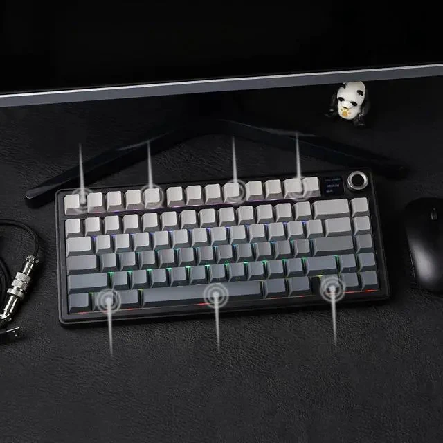 Alt view image 6 of 7 - X Aula F75 MAX Wireless Mechanical Keyboard with TFT Screen and Knob+Mix 1.8m Coiled Keyboard Cable, USB C to USB A TPU Cable for Mechanical Gaming Keyboard