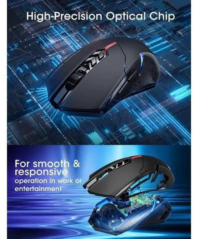 Alt view image 3 of 7 - Wireless Laptop Mouse- 2.4G USB Cordless Optical Gaming & Office Mice with 7 Silent Click Buttons Ergonomic Computer Mouse 5 Adjustable DPI Plug & Play for PC Windows Mac etc-Black