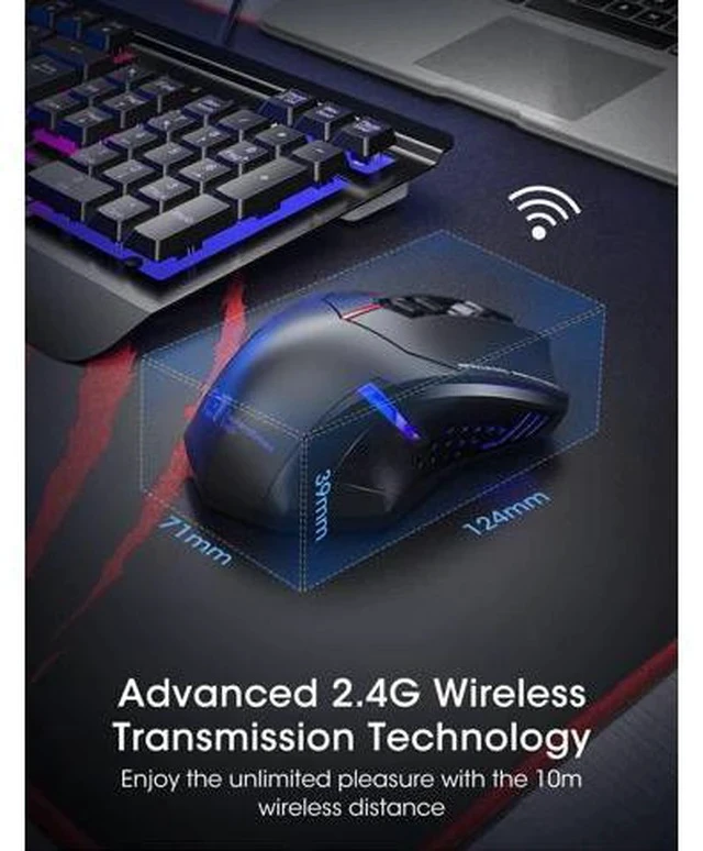 Alt view image 4 of 7 - Wireless Laptop Mouse- 2.4G USB Cordless Optical Gaming & Office Mice with 7 Silent Click Buttons Ergonomic Computer Mouse 5 Adjustable DPI Plug & Play for PC Windows Mac etc-Black