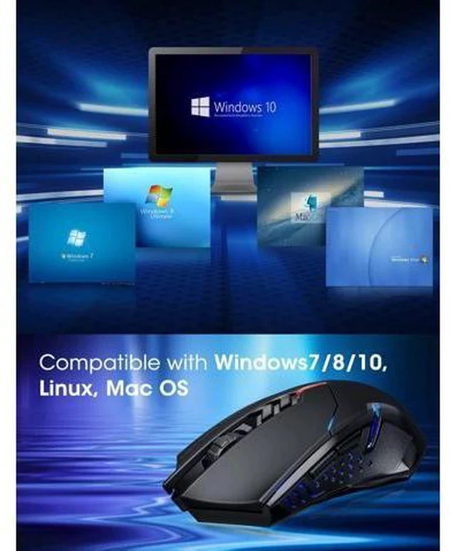 Alt view image 7 of 7 - Wireless Laptop Mouse- 2.4G USB Cordless Optical Gaming & Office Mice with 7 Silent Click Buttons Ergonomic Computer Mouse 5 Adjustable DPI Plug & Play for PC Windows Mac etc-Black
