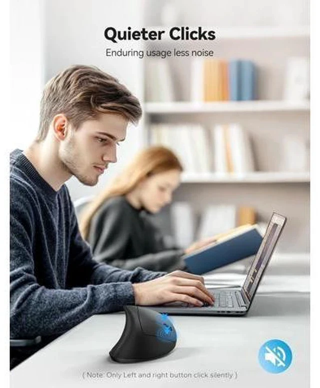 Alt view image 7 of 7 - Ergonomic Mouse Rechargeable 2.4G+Bluetooth Vertical Mice 6 DPI Adjustable Wireless Optical Carpal Tunnel Mouse Right Hand Multi Device for Laptop PC Computer MacBook iPad - Black