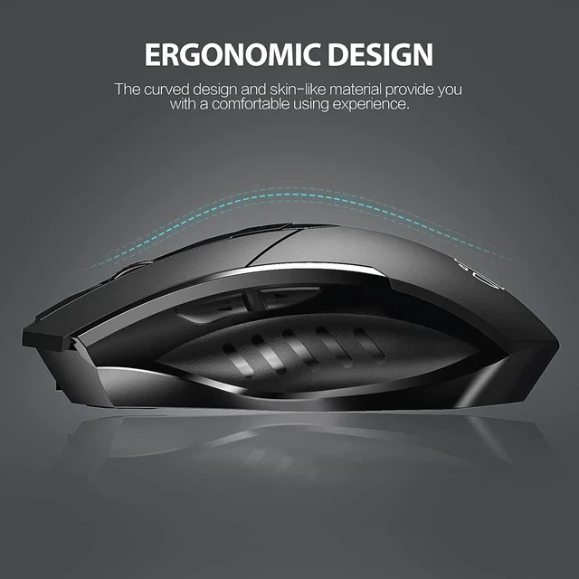 Alt view image 5 of 7 - Inphic Bluetooth Mouse, Multi-Device Silent Rechargeable Bluetooth Wireless Mouse (Tri-Mode: BT 5.0/4.0+2.4G), 1600DPI Ergonomic Portable Mouse for Laptop PC Computer,Smartphone,Windows Mac OS, Black