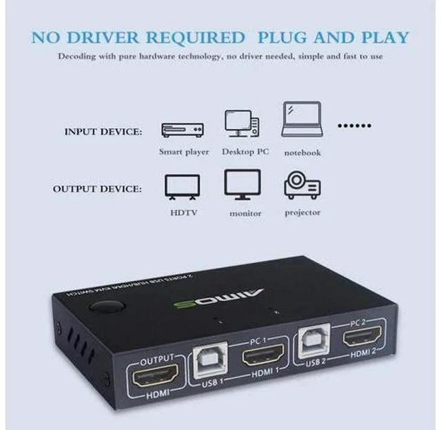 Alt view image 4 of 7 - KVM Switch Sharing Keyboard Mouse Printer 4K KVM Switch Box Video Display Switcher Splitter