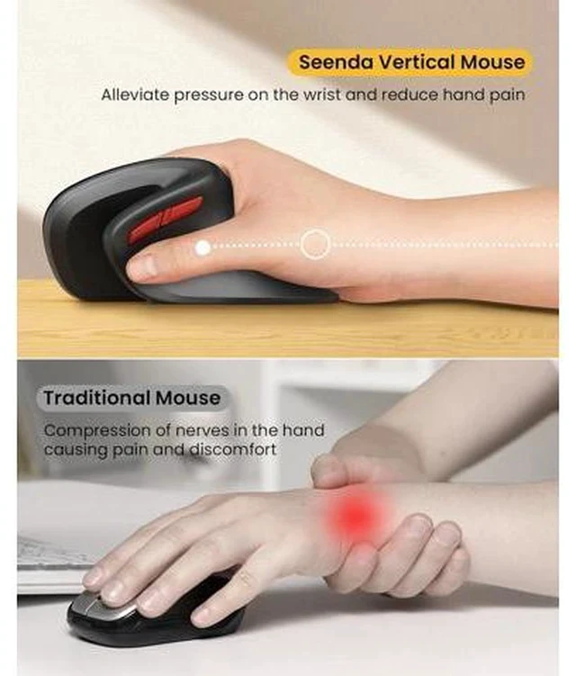 Alt view image 2 of 7 - Ergonomic Vertical Mouse with Jiggler - Bluetooth + 2.4G USB Multi Device Wireless Ergo Mice Jiggler Mouse Mover for Laptop/PC/Notebook Computer Mice for Windows Mac OS (Black)