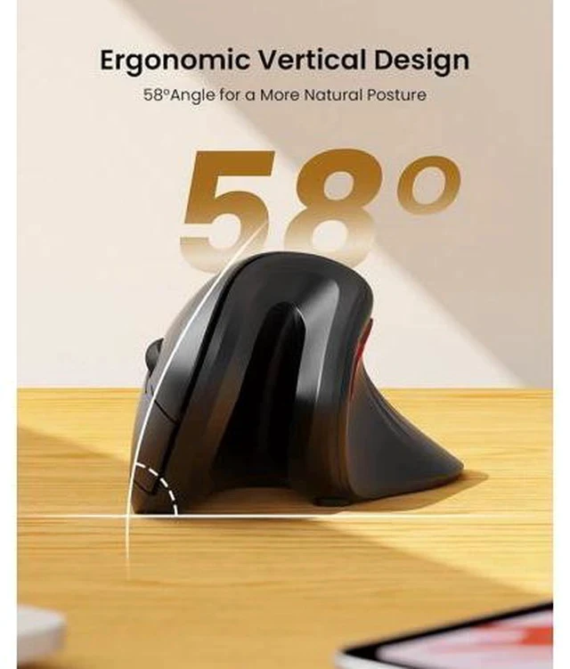 Alt view image 3 of 7 - Ergonomic Vertical Mouse with Jiggler - Bluetooth + 2.4G USB Multi Device Wireless Ergo Mice Jiggler Mouse Mover for Laptop/PC/Notebook Computer Mice for Windows Mac OS (Black)