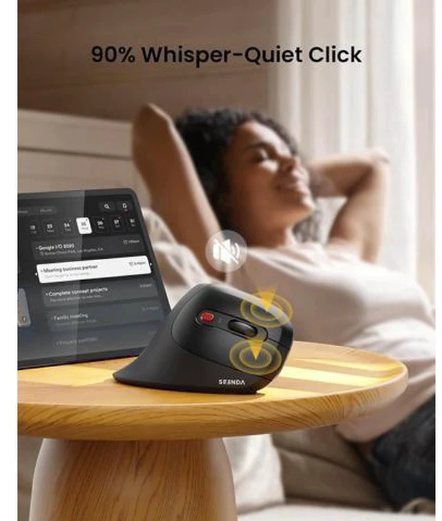 Alt view image 6 of 7 - Ergonomic Vertical Mouse with Jiggler - Bluetooth + 2.4G USB Multi Device Wireless Ergo Mice Jiggler Mouse Mover for Laptop/PC/Notebook Computer Mice for Windows Mac OS (Black)