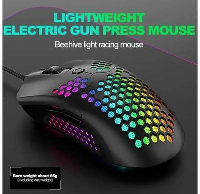 Alt view image 3 of 7 - Hollow-out Honeycomb Shell Gaming Mouse Colorful RGB Backlit Light Wired Mice with 7 Buttons for Game Lovers Accessories