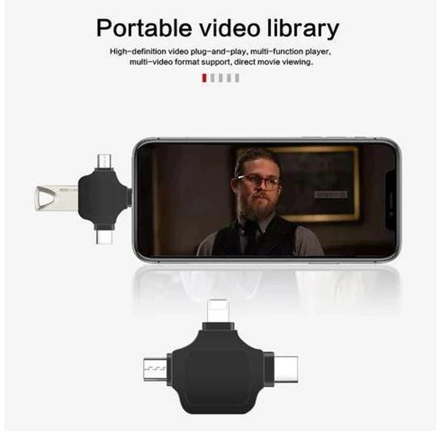 Alt view image 4 of 7 - C66 For iPhone Android Type-C USB3.0 4 In 1 OTG Adapter Multi All In 1 Card Reader Connect U Flash Drive Mouse For IOS13
