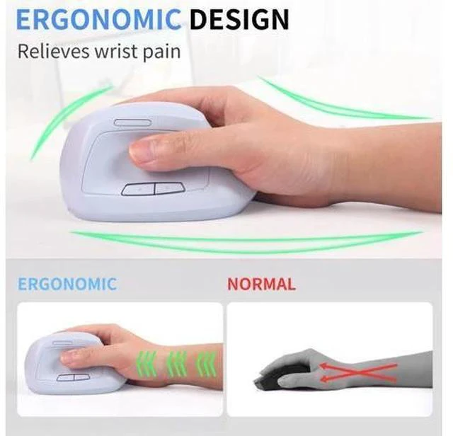 Alt view image 4 of 5 - Bluetooth Mouse,Ergonomic Vertical Mouse Wireless Rechargeable Mice Dual Mode (Bluetooth & USB), Vertical Optical Mice with USB Receiver, 6 Buttons 1600 DPI for Laptop,Computer, Mac, Windows(blue)