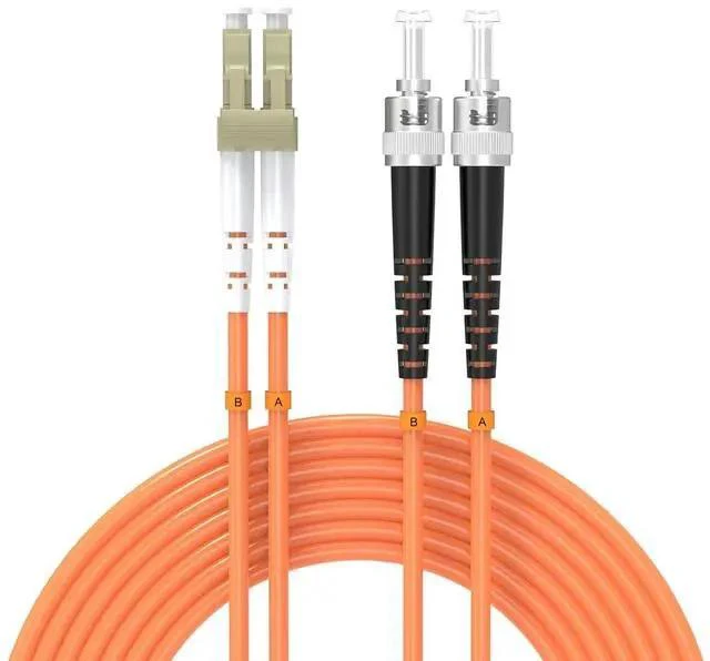 Main image of 60Meters 196ft LC/UPC-ST/UPC Multi-Mode Fiber Optic Cable LC to ST OM1 Jumper Optical Patch Cord Duplex 62.5/125um Orange LC-ST