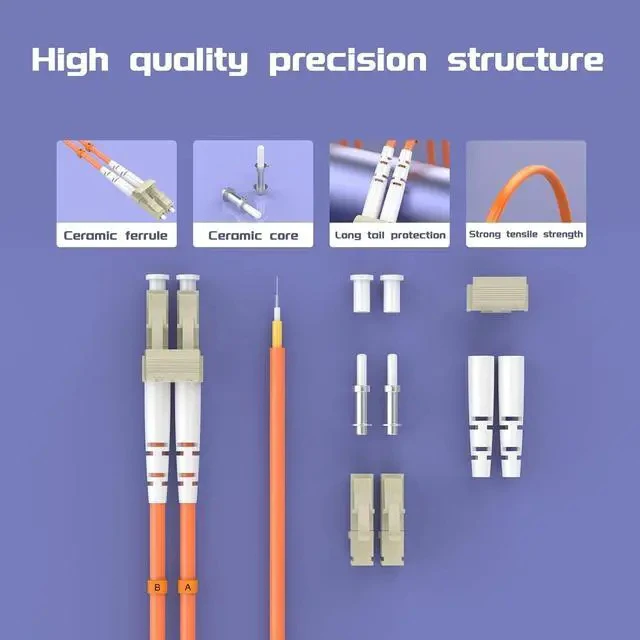 Alt view image 3 of 5 - 60Meters 196ft LC/UPC-ST/UPC Multi-Mode Fiber Optic Cable LC to ST OM1 Jumper Optical Patch Cord Duplex 62.5/125um Orange LC-ST