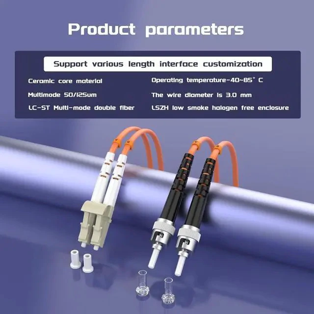 Alt view image 5 of 5 - 60Meters 196ft LC/UPC-ST/UPC Multi-Mode Fiber Optic Cable LC to ST OM1 Jumper Optical Patch Cord Duplex 62.5/125um Orange LC-ST