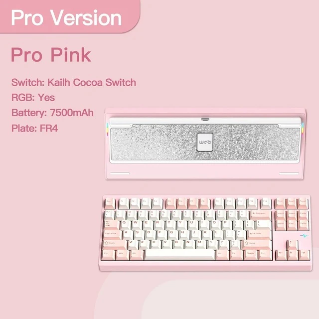 Alt view image 2 of 7 - WOBKEY Crush 80 Reboot CNC Aluminum 5-Second Quick-Release Triple-Mode Connectivity Mechanical Keyboard with Superior Acoustics (Pro Pink)