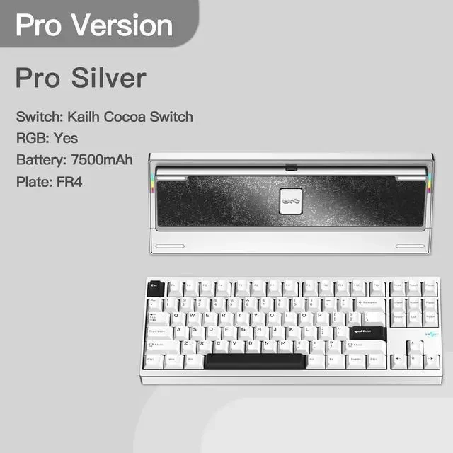 Alt view image 2 of 7 - WOBKEY Crush 80 Reboot CNC Aluminum 5-Second Quick-Release Triple-Mode Connectivity Mechanical Keyboard with Superior Acoustics (Pro Silver)