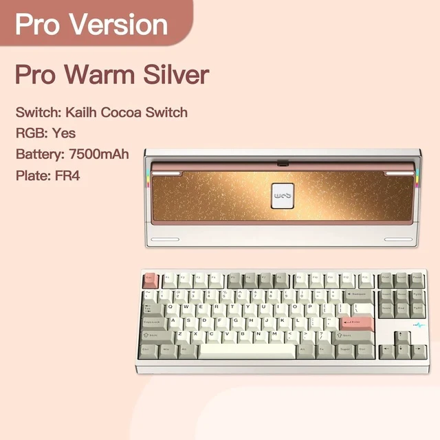 Alt view image 2 of 7 - WOBKEY Crush 80 Reboot CNC Aluminum 5-Second Quick-Release Triple-Mode Connectivity Mechanical Keyboard with Superior Acoustics (Pro Champagne Gold)