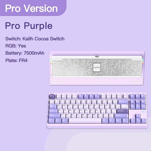 Alt view image 2 of 7 - WOBKEY Crush 80 Reboot CNC Aluminum 5-Second Quick-Release Triple-Mode Connectivity Mechanical Keyboard with Superior Acoustics (Pro Purple)
