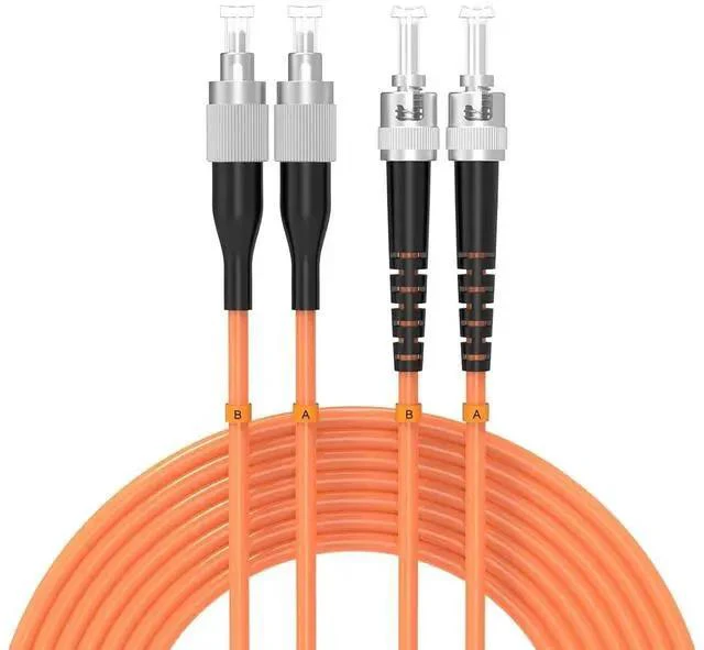 Main image of 50Meters 165ft FC/UPC-ST/UPC Multi-Mode Fiber Optic Cable FC to ST OM1 Jumper Optical Patch Cord Duplex 62.5/125um Orange FC-ST