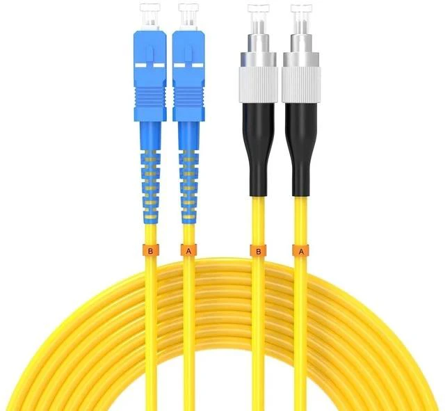 Main image of 75Meters 246ft SC/UPC-FC/UPC Single-Mode Fiber Optic Cable SC to FC OS2 Jumper Optical Patch Cord Duplex 9/125um Yellow SC-FC