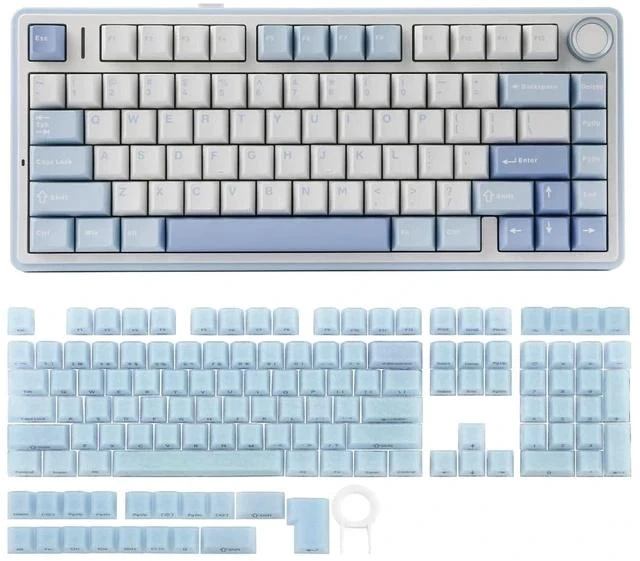 Main image of x Aula F75 Gasket Mechanical Keyboard+Frost Jelly Keycaps Set - 126 Keys Forged Carbon Fiber Keycaps
