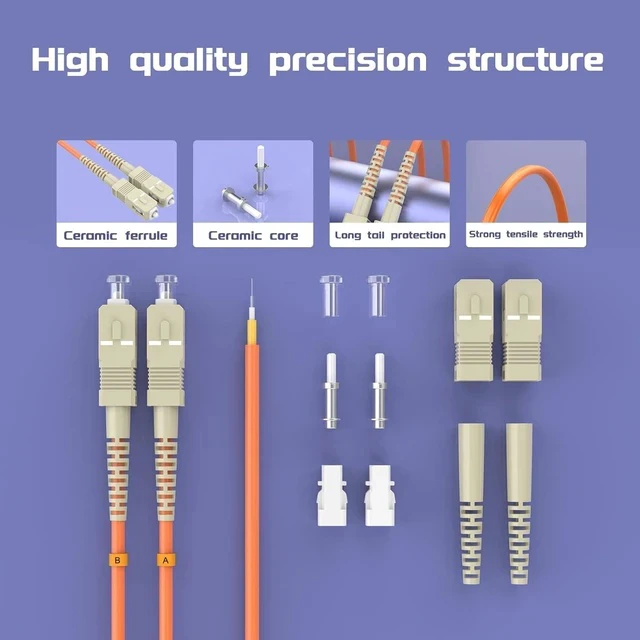 Alt view image 3 of 7 - 100Meters 328ft SC/UPC-SC/UPC Multi-Mode Fiber Optic Cable SC to SC OM1 Jumper Optical Patch Cord Duplex 62.5/125um Orange SC-SC