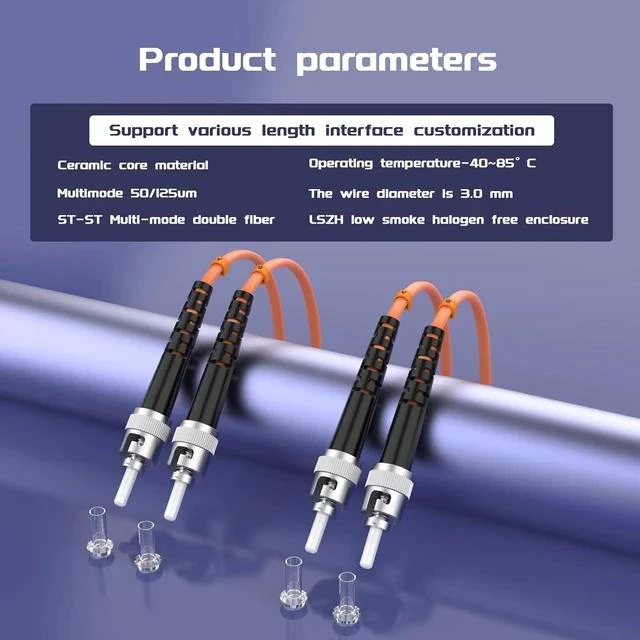 Alt view image 5 of 5 - 50Meters 165ft ST/UPC-ST/UPC Multi-Mode Fiber Optic Cable ST to ST OM1 Jumper Optical Patch Cord Duplex 62.5/125um Orange ST-ST