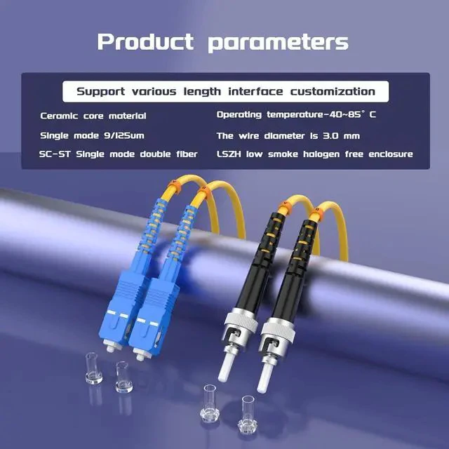 Alt view image 5 of 6 - 40Meters 130ft SC/UPC-ST/UPC Single-Mode Fiber Optic Cable SC to ST OS2 Jumper Optical Patch Cord Duplex 9/125um Yellow SC-ST