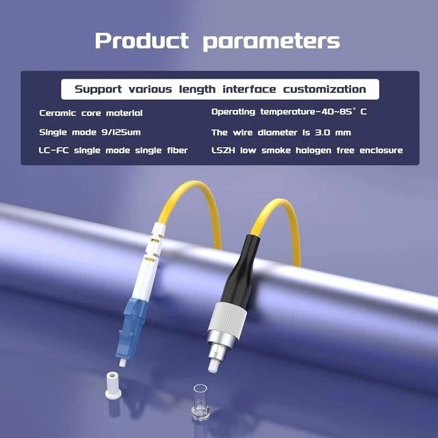 Alt view image 5 of 5 - 20Meters 65ft LC/UPC-FC/UPC Single-Mode Fiber Optic Cable LC to FC OS2 Jumper Optical Patch Cord Simplex 9/125um Yellow