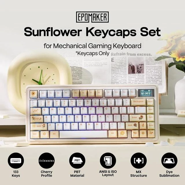 Alt view image 6 of 7 - Galaxy100 Lite QMK/VIA Gaming Keyboard with 8000mAh Battery and Numpad+Sunflower PBT Keycaps