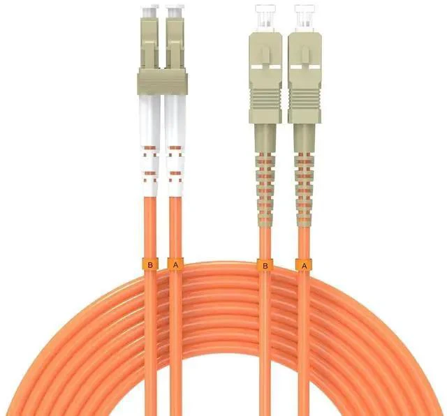 Main image of 100Meters 328ft LC/UPC-SC/UPC Multi-Mode Fiber Optic Cable LC to SC OM1 Jumper Optical Patch Cord Duplex 62.5/125um Orange LC-SC