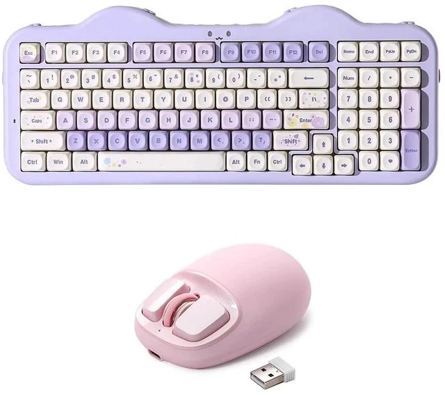 Main image of C98 Wireless Mechanical Keyboard (Purple, Candy Linear Switch), YUNZll C1 Silicone Wireless Mouse(Pi