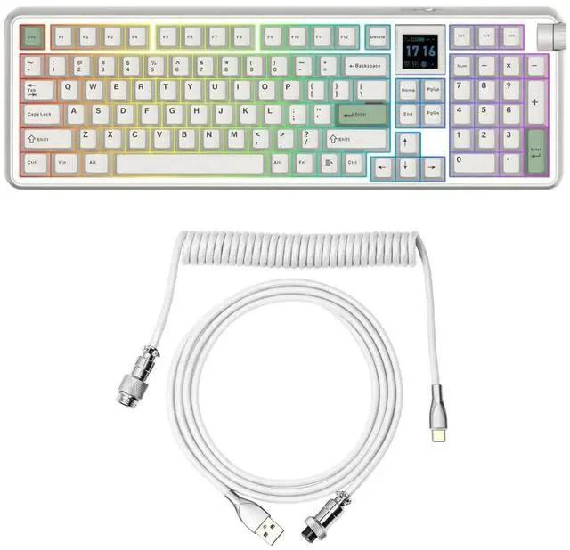 Main image of RT100 PRO Wireless Gaming Keyboard with 1.54" Screen&Knob+Mix 1.8m Coiled Keyboard Cable