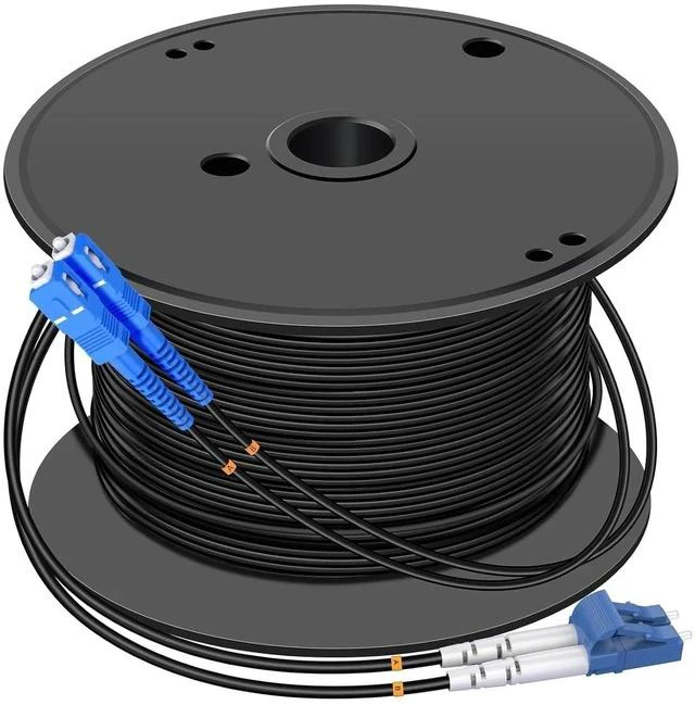 Main image of 400M LC to SC Outdoor Armored Duplex 9/125 SM Fiber Optic Cable Jumper Optical Patch Cord Singlemode 400Meters 1312ft LC-SC