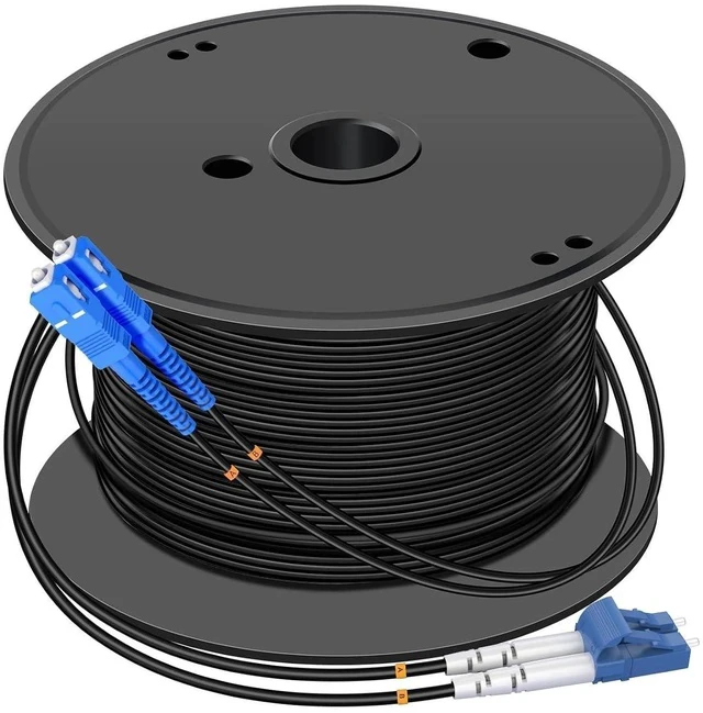 Alt view image 2 of 2 - 400M LC to SC Outdoor Armored Duplex 9/125 SM Fiber Optic Cable Jumper Optical Patch Cord Singlemode 400Meters 1312ft LC-SC