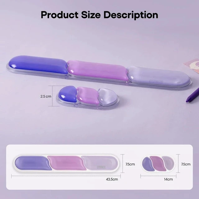 Alt view image 7 of 7 - CloudGel Wrist Rest for Keyboard and Mouse, 2 Pieces | Silicone Wrist Support, Anti-Slip Rubber Bottom, Ergonomic Design, Suitable for Office/Computer/Laptop/Gaming (Purple)
