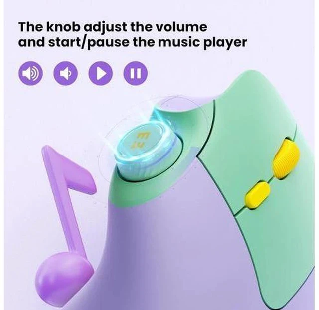 Alt view image 5 of 7 - Ergonomic Mouse Rechargeable USB+Dual Bluetooth MOU-302 Vertical Wireless Mouse with Volume Knob Quiet Clicks Multi-Device Cordless Mice Compatible for Windows PC Laptop Mac OS Purple