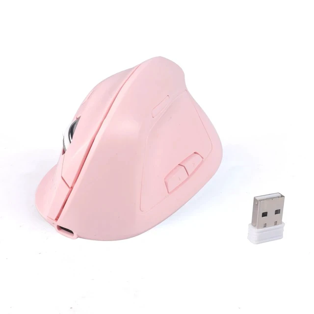 Alt view image 6 of 7 - Bluetooth Mouse,Ergonomic Vertical Mouse Wireless Rechargeable Mice Dual Mode (Bluetooth & USB), Vertical Optical Mice with USB Receiver, 6 Buttons 1600 DPI for Laptop,Computer, Mac, Windows(pink)
