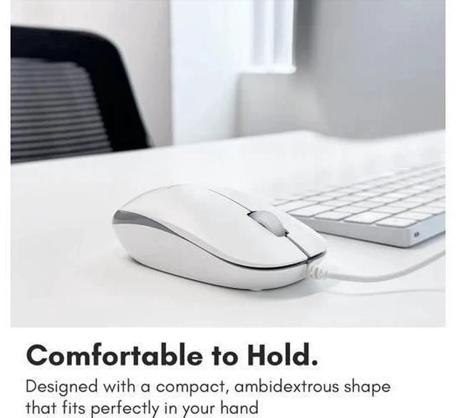 Alt view image 6 of 7 - USB Wired Mouse for Mac and Windows - Plug and Play 3 Button Corded Computer Mouse Wired for MacBook Pro/Air iMac Laptop PC Desktop Notebook Scroll Wheel Layout with Long Wire Cord