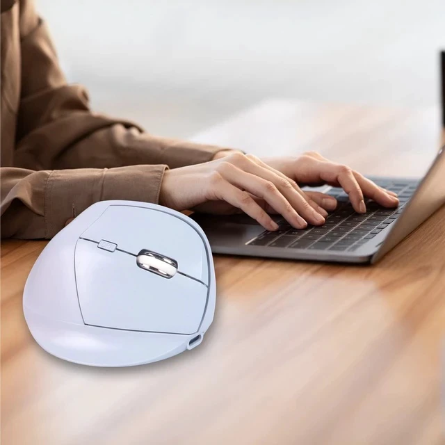 Alt view image 3 of 5 - Bluetooth Mouse,Ergonomic Vertical Mouse Wireless Rechargeable Mice Dual Mode (Bluetooth & USB), Vertical Optical Mice with USB Receiver, 6 Buttons 1600 DPI for Laptop,Computer, Mac, Windows(blue)