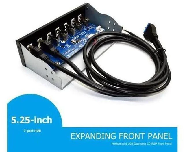 Alt view image 4 of 4 - 3.0 Front Panel 5.25 inch 19 Pin To 2 3.0+4 2.0+BC1.2 Optical Drive Fast Quick Changer Connector for PC Desktop