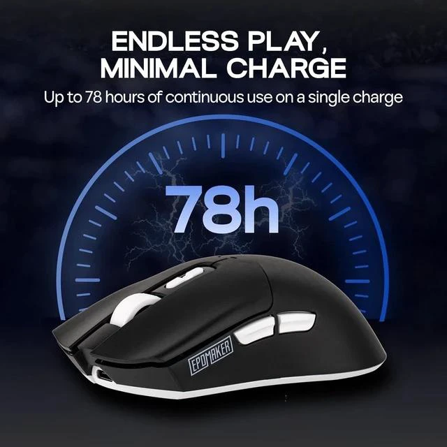 Alt view image 6 of 7 - Click Lite Wireless Gaming Mouse, 800 to 12,000 DPI Adjustable, PAW3311 Sensor, 500mAh, 59g, 2.4G/BT/USB-C Rechargeable Wireless Mouse with 5 Programmable Buttons for PC/Mac/Linux (Black)