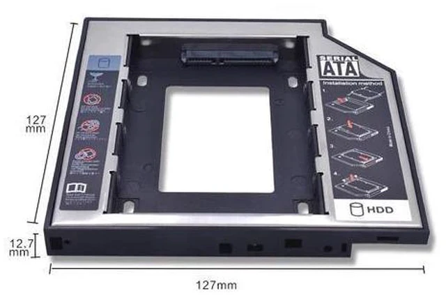 Alt view image 2 of 5 - Universal 2nd HDD/SSD/DVD Caddy 12.7mm SATA 3.0 2.5 Hard Drive Caddy Adapter DVD SSD For Laptop Optical Bay HDD Case