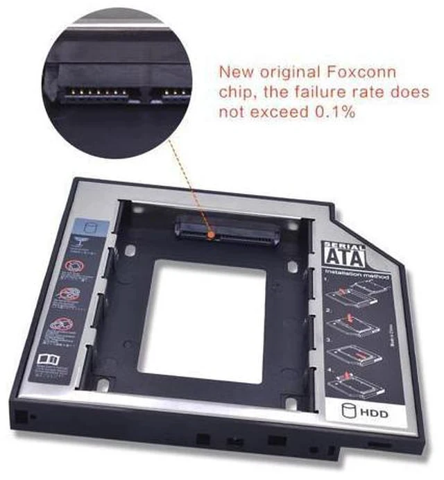 Alt view image 3 of 5 - Universal 2nd HDD/SSD/DVD Caddy 12.7mm SATA 3.0 2.5 Hard Drive Caddy Adapter DVD SSD For Laptop Optical Bay HDD Case