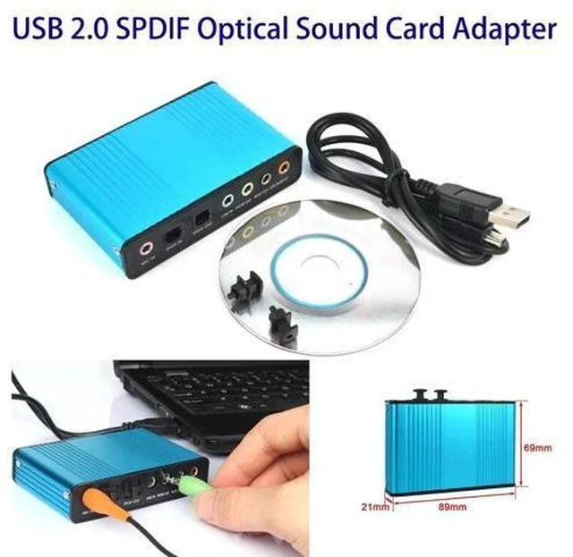 Alt view image 2 of 7 - Sound Card 6 Channel 5.1 / 7.1 Surround Optical External Audio Card Converter CM6206 Chipset for Laptop Desktop